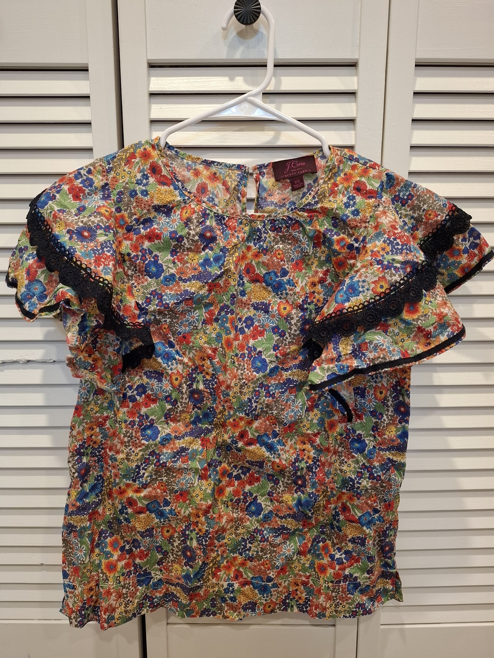 J. Crew Liberty Fabrics XS Floral Ruffle Sleeve Blouse in Multicolor